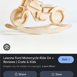 Crate&Barrel Natural Wooden Rocking Motorcycle